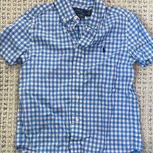 Boys Polo by Ralph Lauren Blue & White Gingham Short Sleeve Button-Down size 6